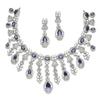 Rhodium-Plated American Diamond Studded Teardrop Tasselled Necklace With Earrings Jewellery Set For Girls and Women