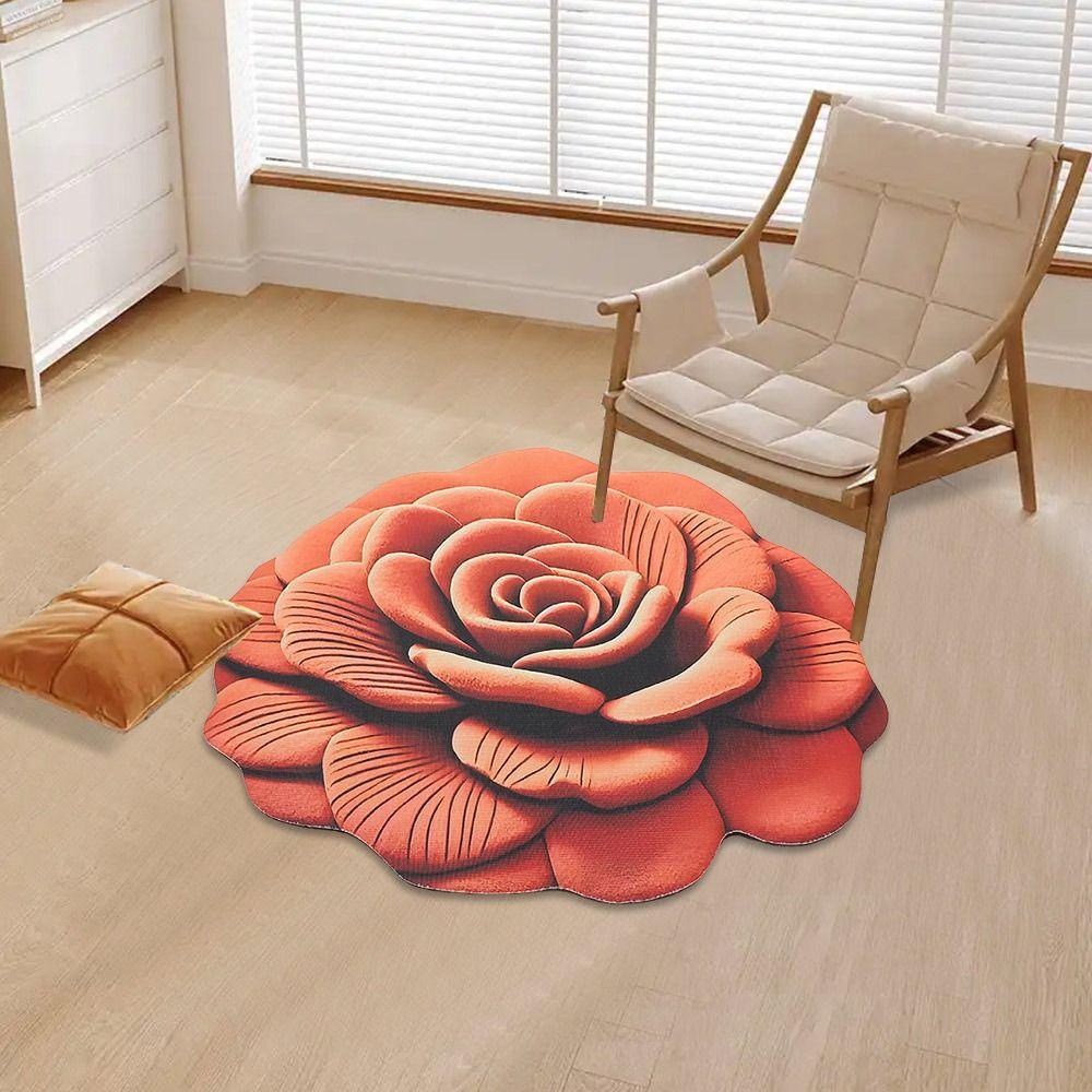 Non-slip Peony Floor Mat Soft Bathroom Floor Mat Flower Carpet  for Living Room Tea Table Bedside