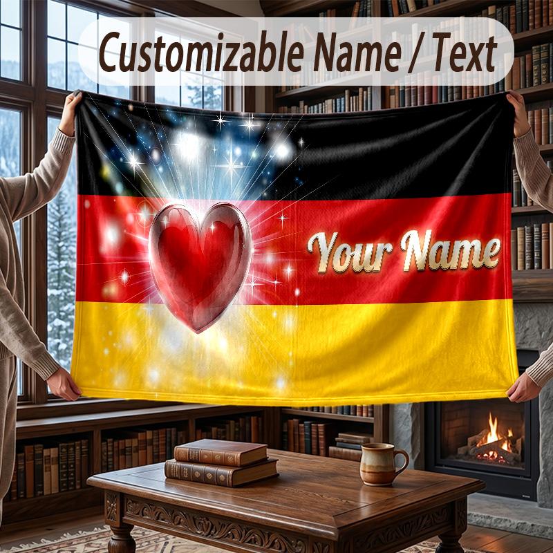 Custom Name Flannel Throw Blanket Germany national football team Pattern Warm Home Decoration