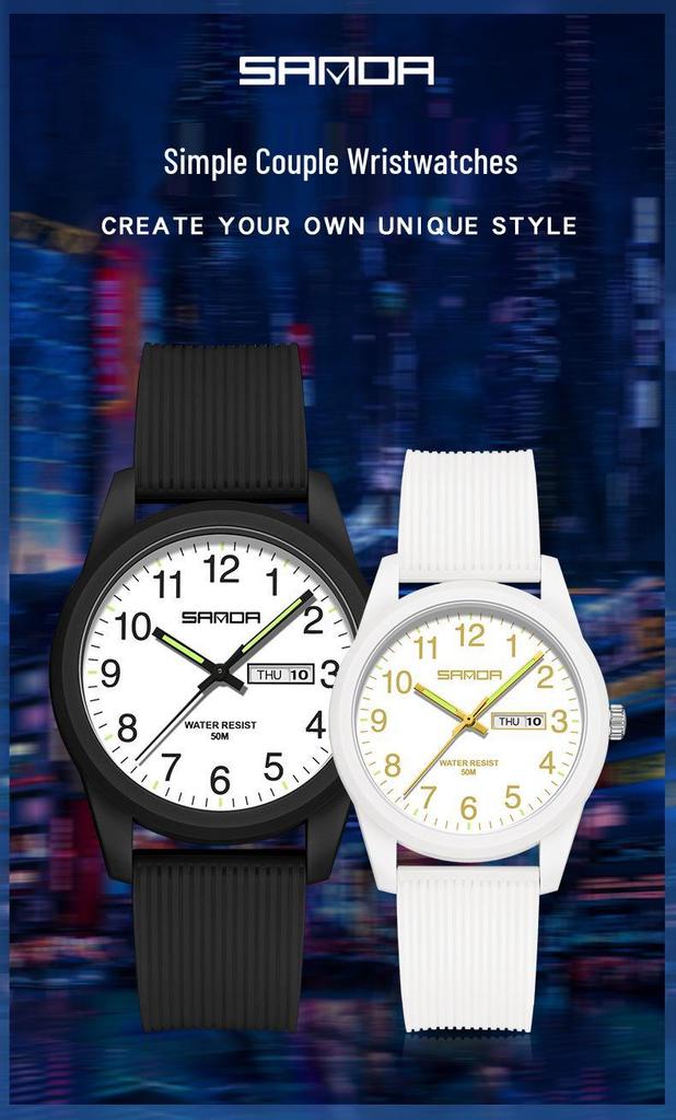 Orologio al Quarzo Impermeabile Sanda Unisex con Doppio Calendario e Display Luminoso