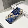 Gilded Iris Blue Gold Luxury Floral Graphic Art Film Aesthetic Protective Shockproof Bumper Phone Case Cover For iPhone 14 15 16 Pro Max Plus