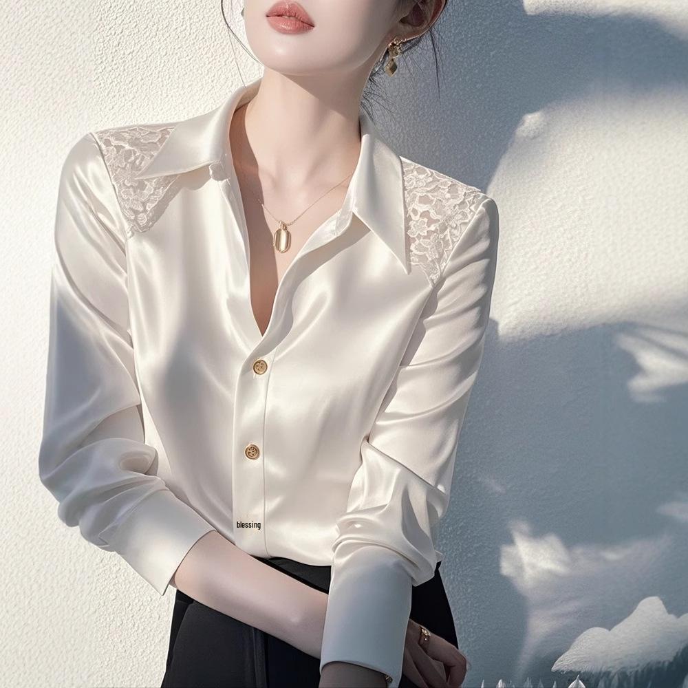 Han3987 White Shirt - 2025 Spring Trend: Elegant, Light Luxury, Age-Defying Style