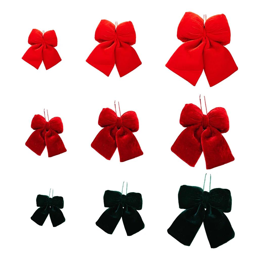 Christmas Tree Hanging Bow Ornament Made from Soft Velvet Flannel with Three Dimensional Design for Holiday Decor