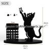Minimalistischer schwarzer Katzen-Eisen-Stifthalter - Schreibtischornament & Aufbewahrung
