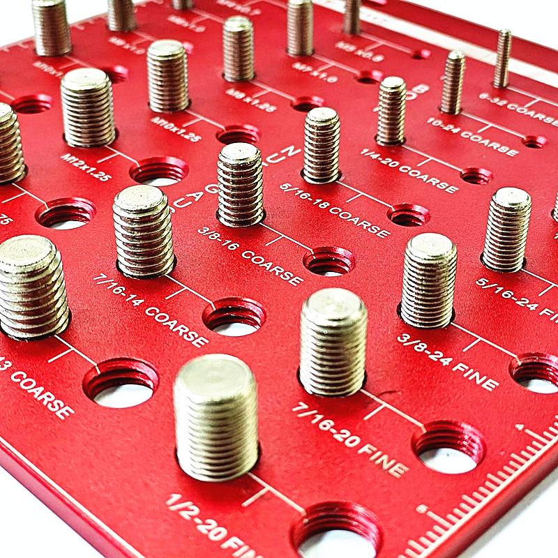 28-Hole Screw Nut Bolt Thread Checker, Metric & Imperial Gauge