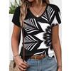 Summer New Women's T-shirt 3D Simple Printing V-neck Short Sleeve Shirt Fashion Plus Size T-shirt Clothing Y2k Women's T-shirt