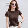 American Summer T-shirt Women's Shoulder Short Sleeves Summer Thin Round Neck Short Cotton Slim Fit Sweet and Spicy Tight Top