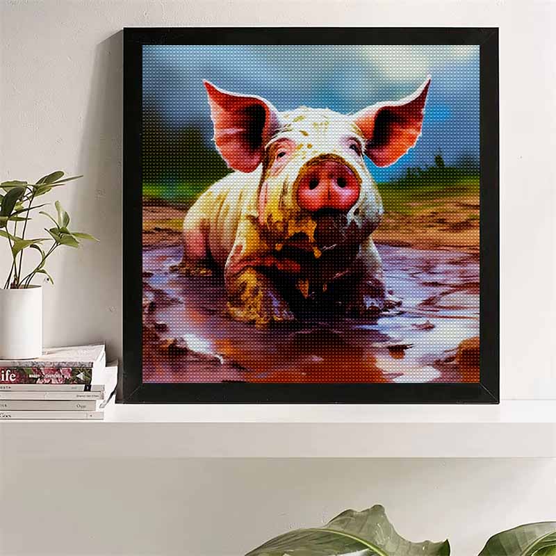 

Новинка 5D DIY Повне коло Алмазна мозаїка Свинка Вишивка Хрестиком Декор для дому Подарунок 20x20cm