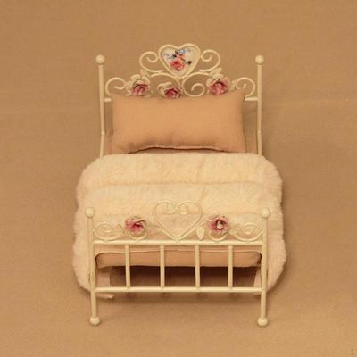 1/12 Puppenhaus Bett Möbel Puppenhaus Zubehör Dekor Schlafzimmer Mikro Szene Ornament