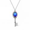 European & American Retro Gemstone Key Necklace - Medieval Gothic Style Women's Accessory