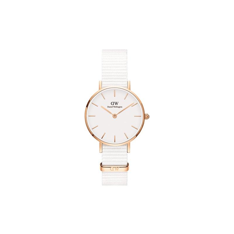 DANIEL WELLINGTON Watches for Women, Watches, Quartz Movement, Canvas Nylon Fabric Strap, White Dial, Women's Watch, 30 Meters Waterproof DW00100313-3