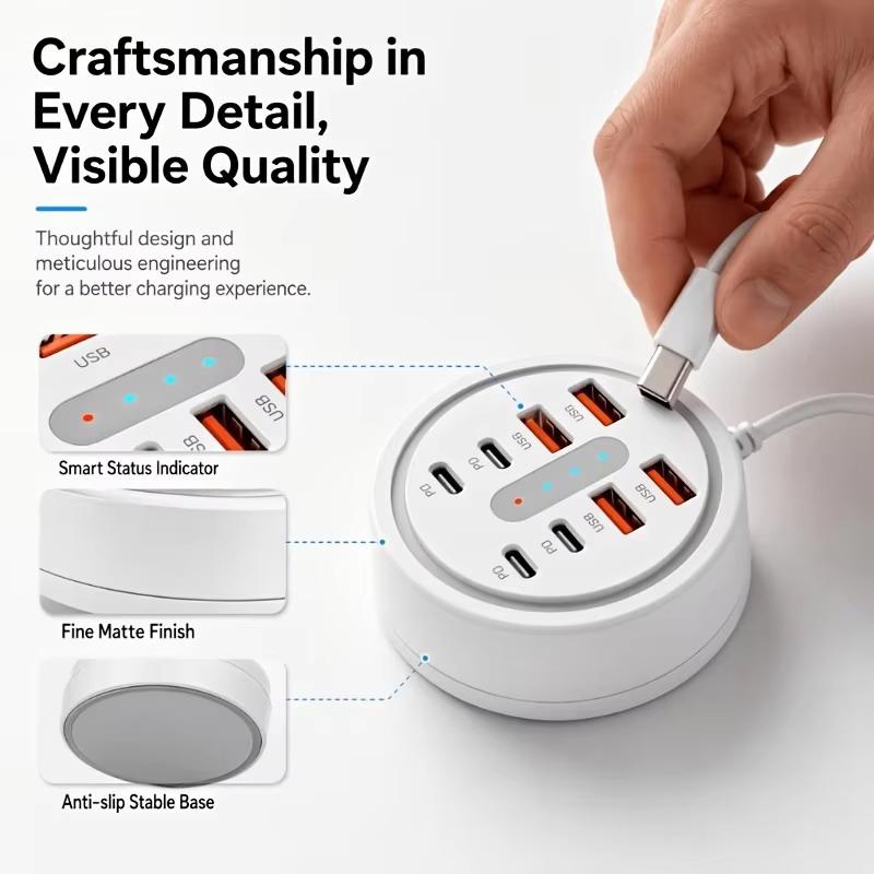 8 In 1 Ports Usb Charger Power Strip Desktop Charging Station Fast Charging Usb Hub Adapter Mobile Phone Charging Socket