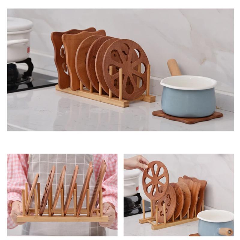 1Pc Kitchen DIY Holder 2/3/4/5/6/7/8 Grids Drainer Wooden Display Stand Drying Shelf Dinnerware