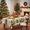 Christmas, Jesus Rectangular Round Tablecloth, Snow Christmas Tree Elements, Table Decorations, Festive Atmosphere