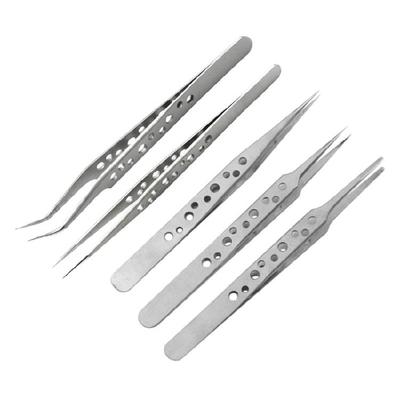 5Pieces Anti-static ESD Stainless Steel Tweezers Maintenance Tools Industrial