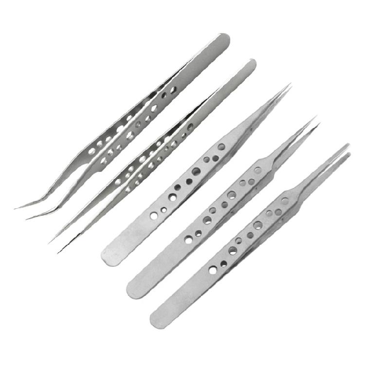5Pieces Anti-static ESD Stainless Steel Tweezers Maintenance Tools Industrial 1