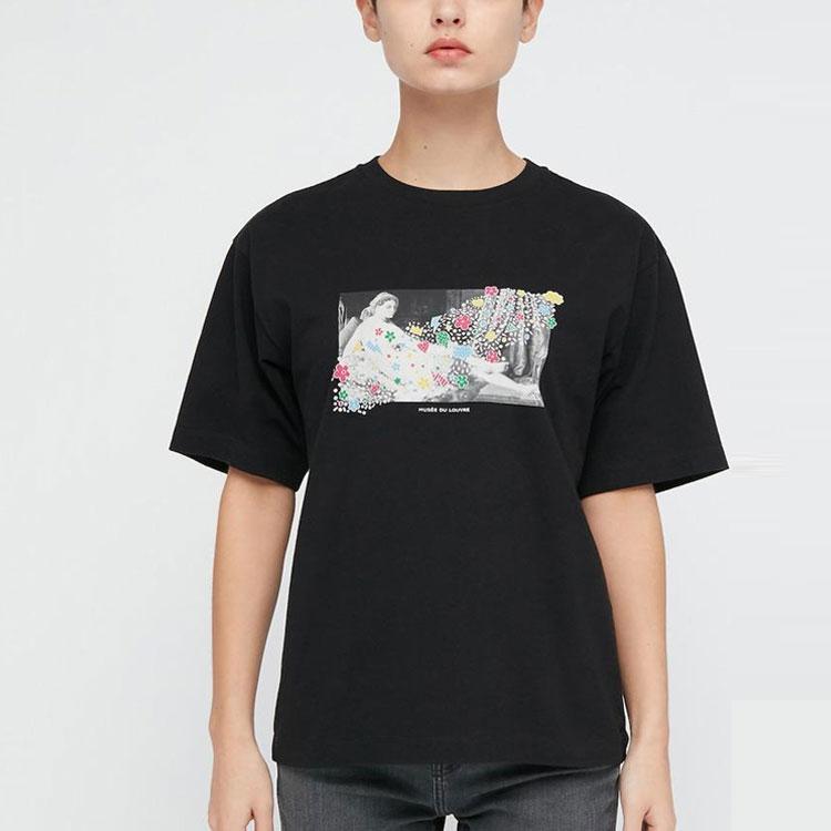 Uniqlo X Louvre Museum Cartoon Print T-Shirt Women tops Black 437901-09