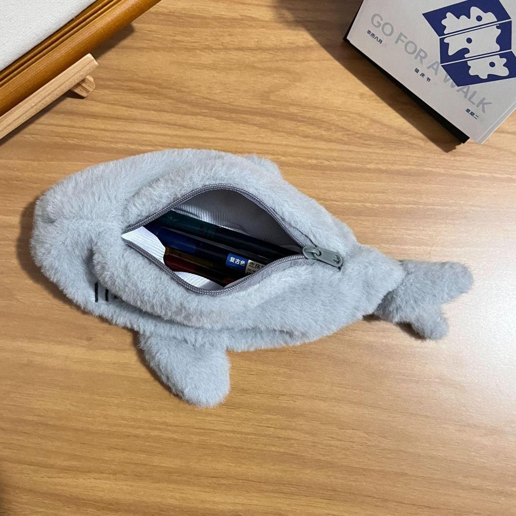 Shark Plush Pencil Case, Nap Pillow, Stationery, and Makeup Bag