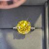5 Carat Yellow Moissanite Gold Plated Ring with Durable Color Retention