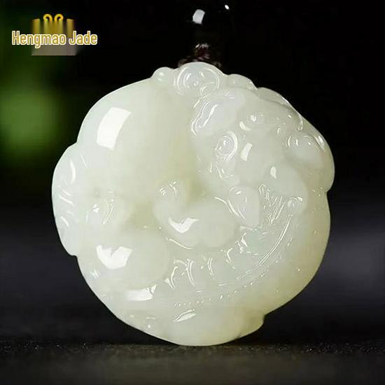 Afghanistan White Jade Pixiu Pendant for Men and Women