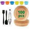 Air Fryer Paper Disposable Non-Stick Liners With Baking Tools: Cake Cups, Brush, Tongs & Gloves For Oven Airfryer Microwave