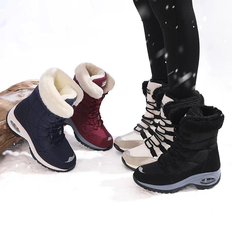 Women Boots Winter Keep Warm Quality Mid-Calf Snow Boots Ladies Slip on Comfortable Waterproof Fur Femme Boots Chaussures Femme