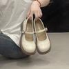 Retro Round Head British Women's Shoes 2025 Small Leather Shoes Versatile Belt Mary Jane Shoes Women's Low Heel Light Mouth Loafer Single Shoes