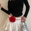 Weaving Waist Belt for Women Bohemian Style Braided Dress Belt with Flower