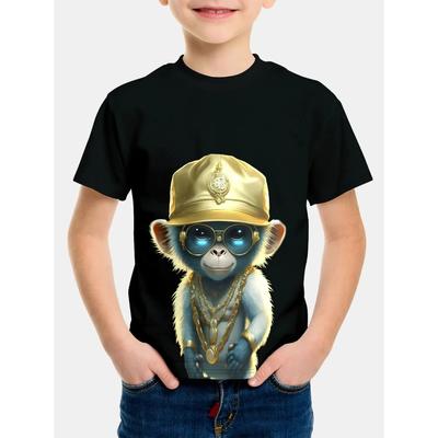 Interest Monkey Print T Shirts for Children's Boy Girl Shirt Summer Casual Animal Kids Clothes T-Shirt Short Sleeve Tops