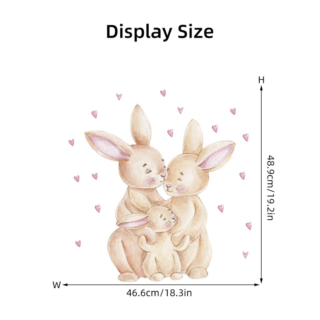 1Pc Cartoon Cute Love Heart Rabbit Wall Stickers for Kids Room Decor Baby Room Decoration Child Living Room Wall Decals DIY