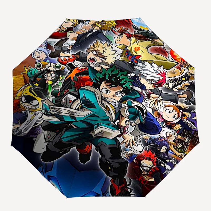 1pc My Hero Academia Outdoor Umbrella - Automatic Opening/Closing, Portable Tri-Fold Design with 8-Rib Iron Frame - Perfect Gift for Fans, Travel