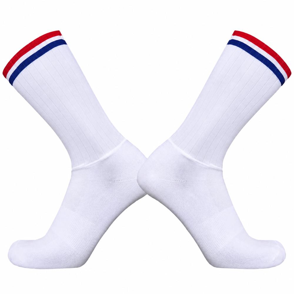 Breathable Cycling Socks Lightweight Road Socks Durable Athletic Crew Socks  For Cycling Stripe