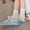 Women's Ballet-Style Mid-Calf Socks, Thin Hollow Mesh, Slouchy Korean JK Style, White Summer Socks