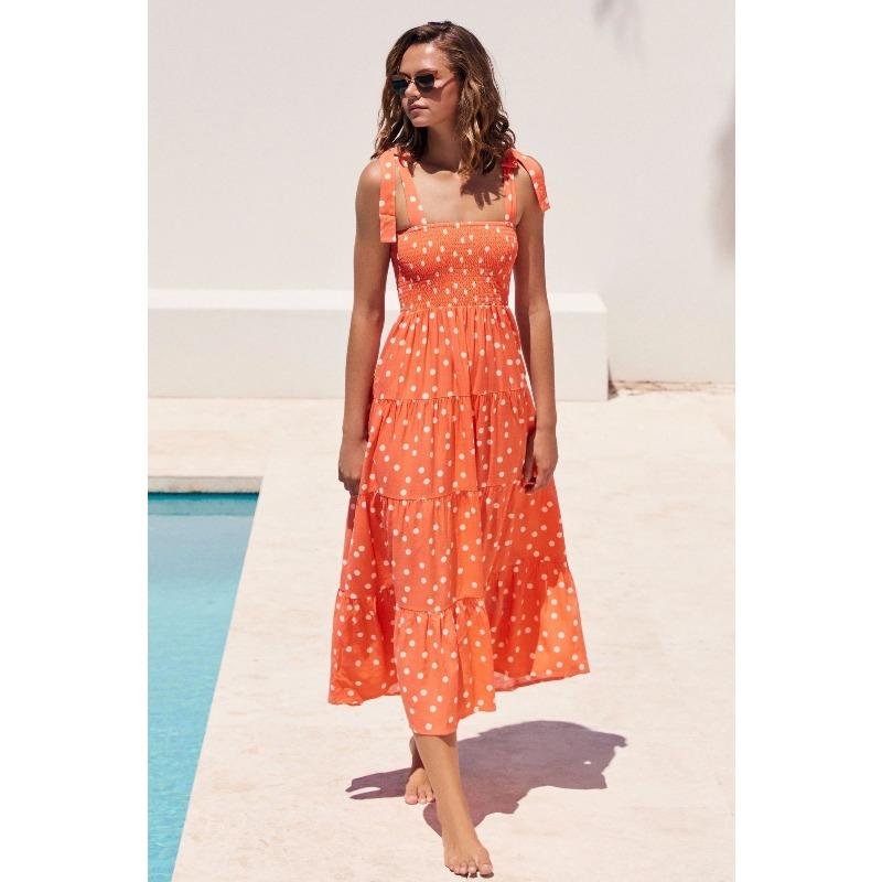 Sommer Damen Ärmelloses Pendler-Kleid mit Spice Girls Print Langes Trägerkleid Damen