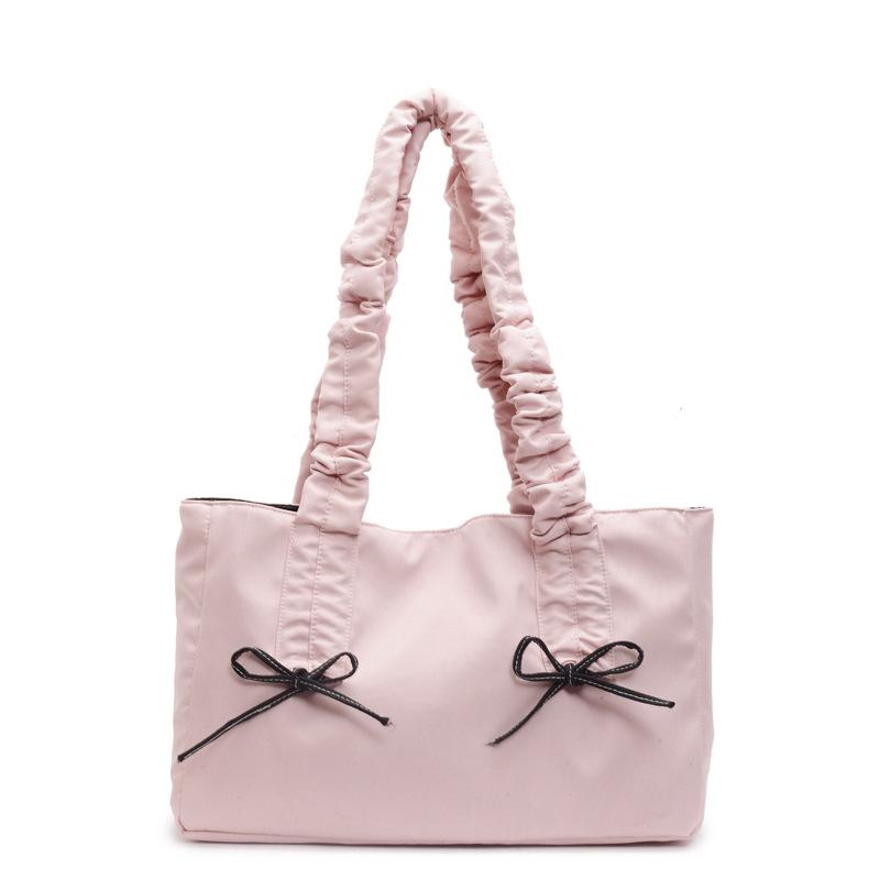 Korean version of fashion bow shoulder bag 2025 new large-capacity pleated tote bag slack foreign style handbag