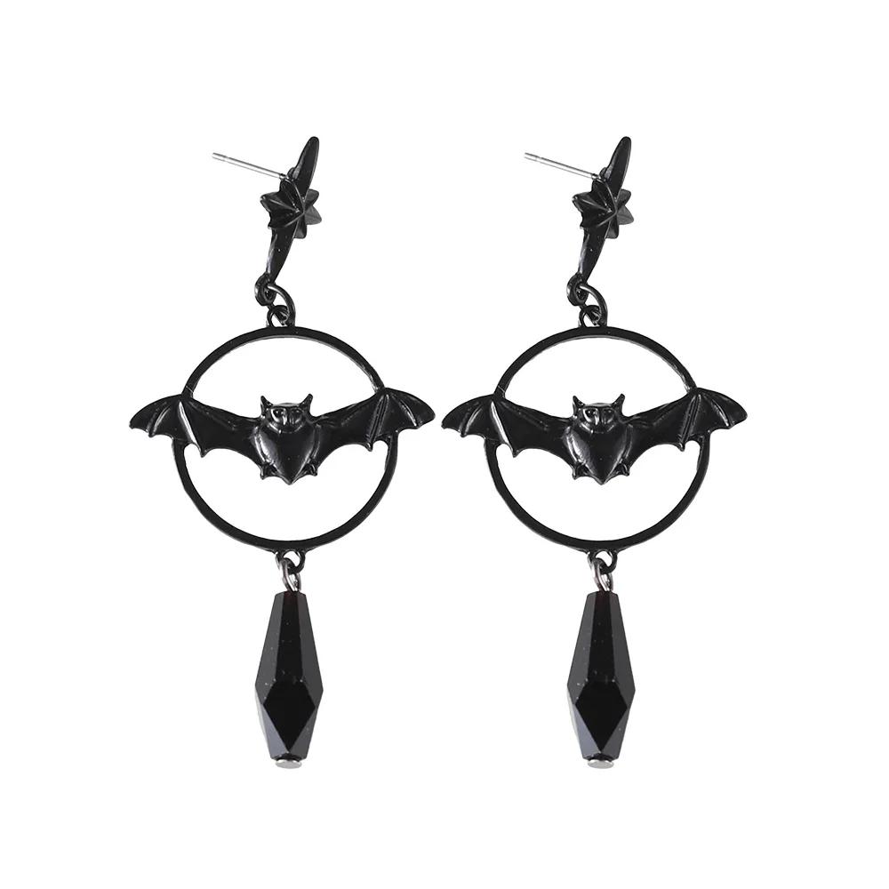 Vintage Gothic Vampire Bat Black Rose Earrings for Women 2025 Creative Holiday Party Personalized Jewelry Halloween Gifts