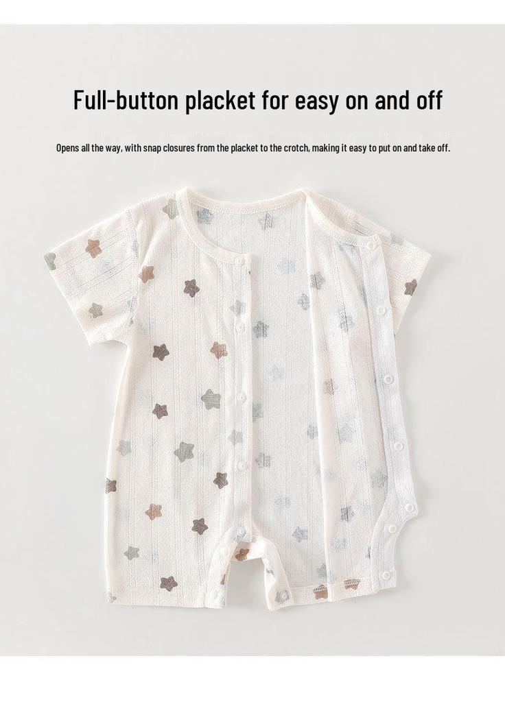 Unisex Antibacterial Cotton Summer Baby Rompers - Short Sleeve Newborn Jumpsuits