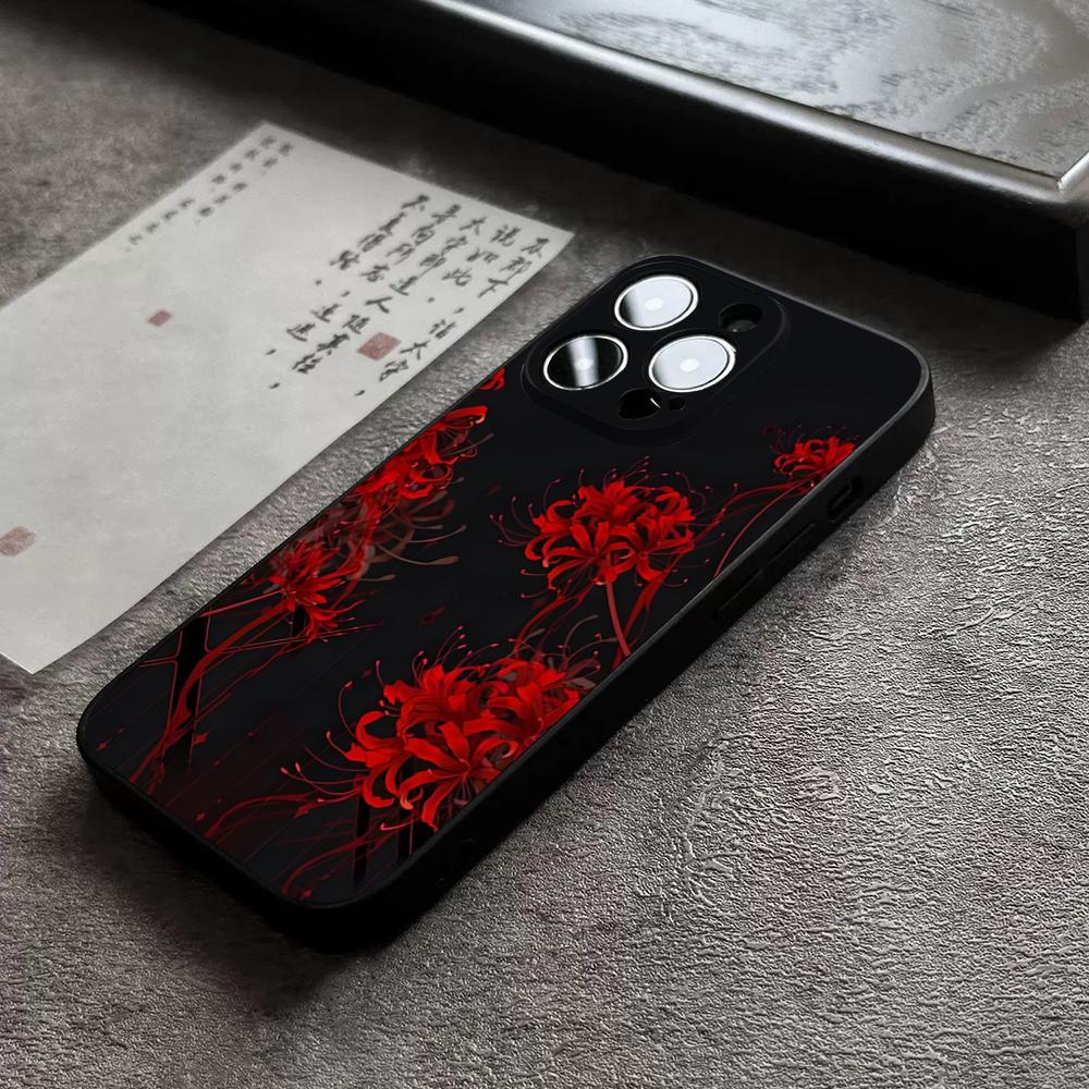 Rote Spinnenlilie Blume der Hölle Handyhülle für 17 Pro Max für iPhone 14 16 Pro Max 12 15 11 13 Pro Xr X Xs 8 7 Plus Rückabdeckung