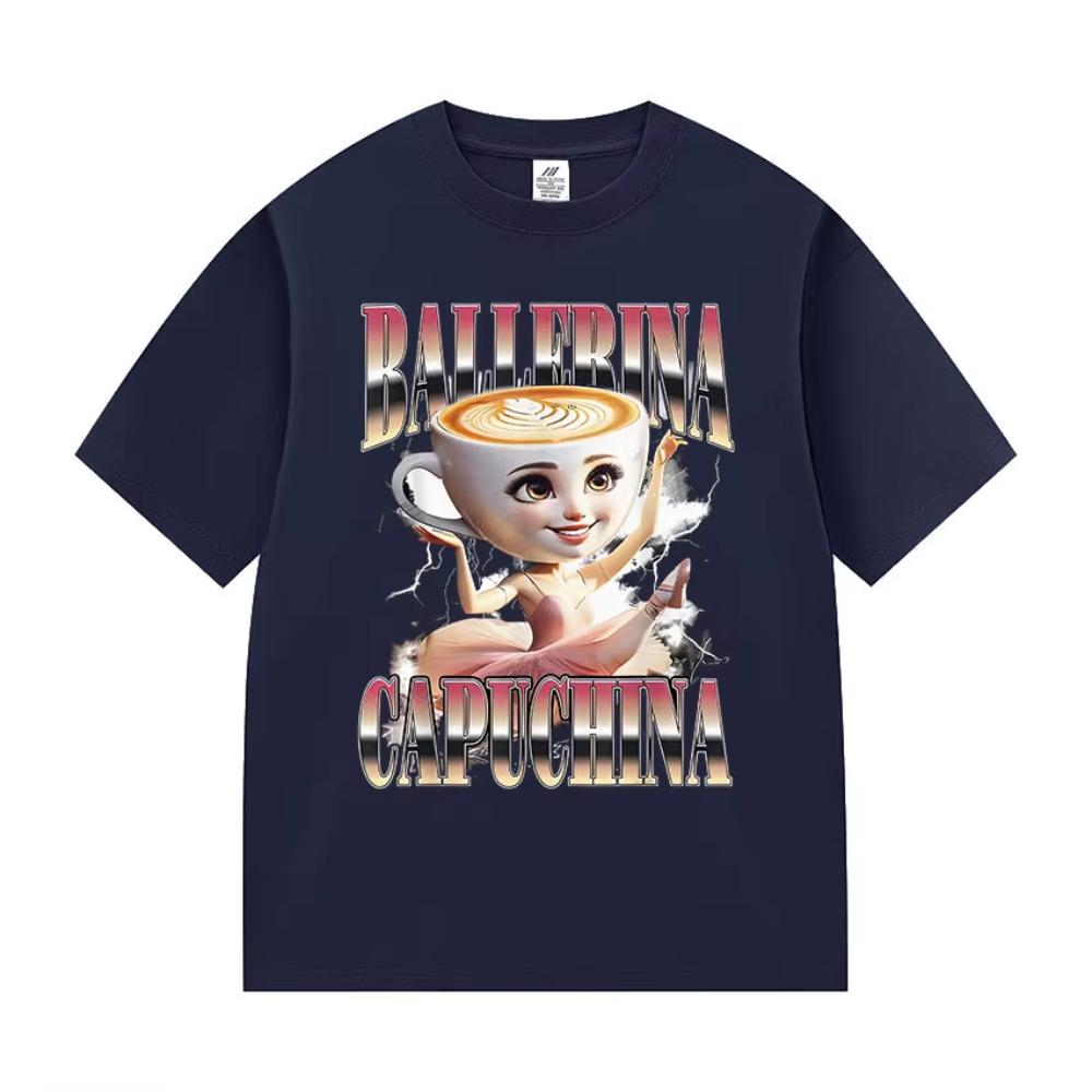 Italian Brainrot Ballerina Capuchina Funny Meme T-Shirt Men Women Fashion Harajuku T-Shirts Summer Hot Sale Cotton Male T Shirts