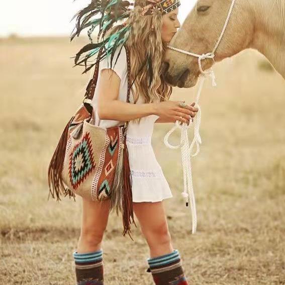 Ретро богемная сумка-сумка для женщин Европейская и американская тканая сумка ручной — фото 3