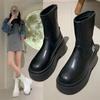 Spring and Autumn Paragraph Round Head Short Boots with Short Barrel Thick Bottom Sleeve Rubber Coarse Heel Fashion Boots