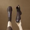 New Knitted Tube Thick Heel Short Boots Women's Autumn and Winter High Heel Thin Boots Brown Martin Boots Elastic Socks Boots