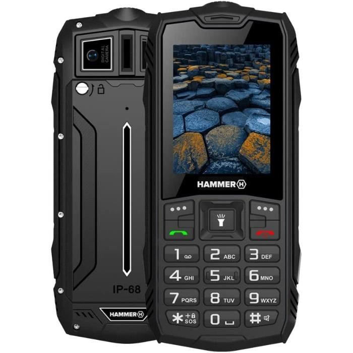 Nerozbitný mobilní telefon Hammer Basalt odblokovaný - Dual SIM - Černý - 2,4" - Baterie 1200 mAh