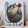 DIY Pearl Painting Canvas Cute Black Cat With Red Rose 3D Bead Art Kit Relaxing Handmade Craft for Room Decoration Gift Hobby Supplies Project