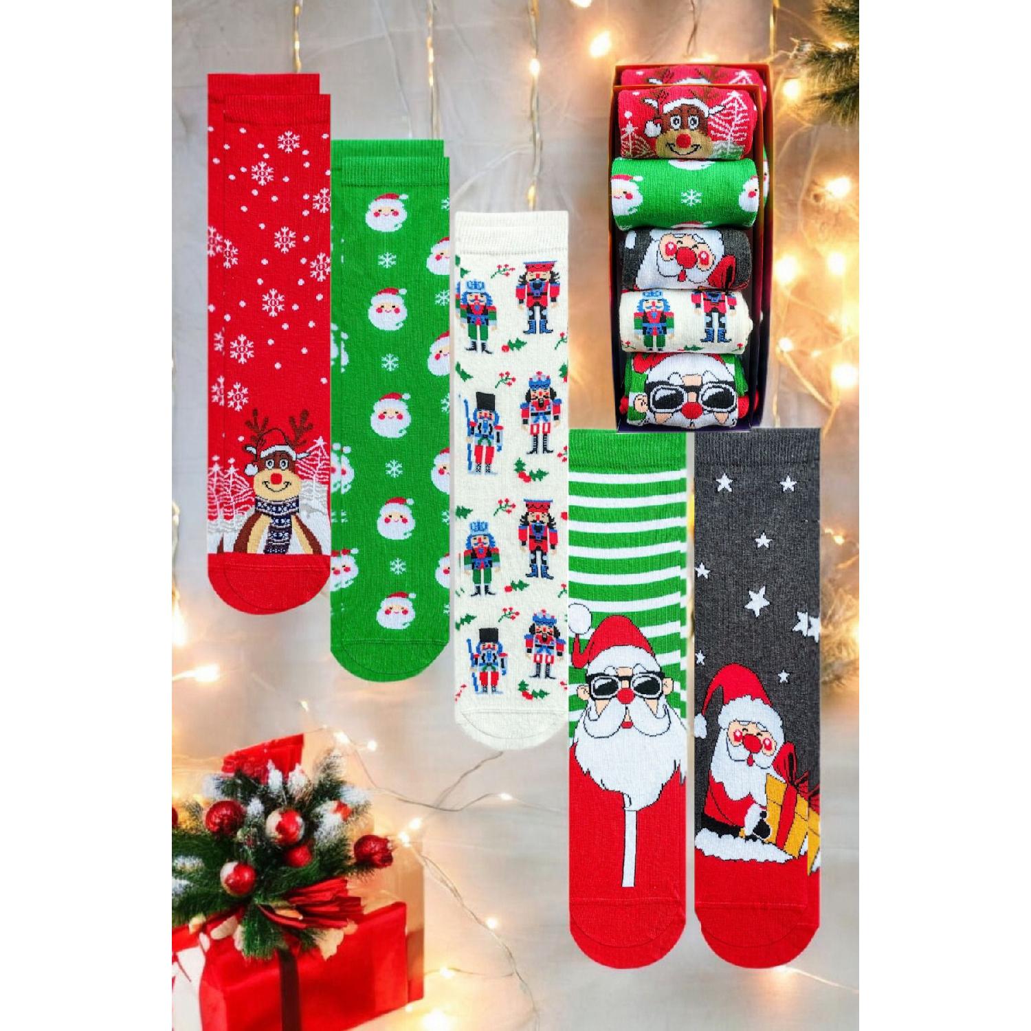 

New Year Themed New Year Socks Set Of 5 In A Special Gift Box 36-44 чистый