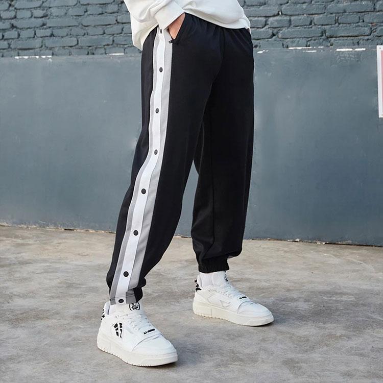Li-Ning Color Block Button Knit Sports Pants Men Bottoms Black AKLS481-2