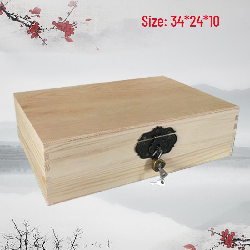 Vintage Solid Wood Rectangular Storage Box with Lid