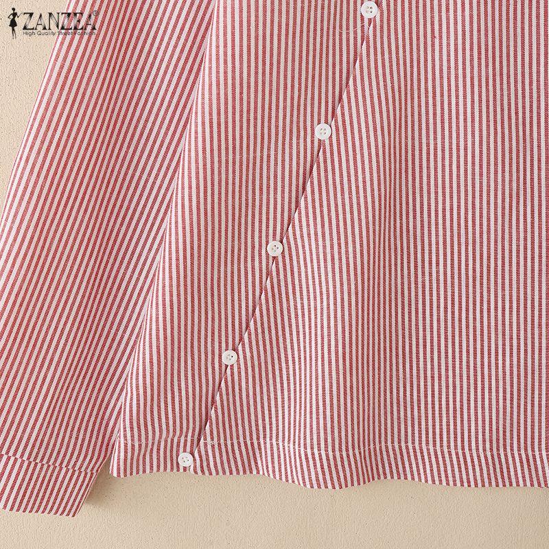 ZANZEA Womens Casual Long Sleeve Classic Stripe Blouse