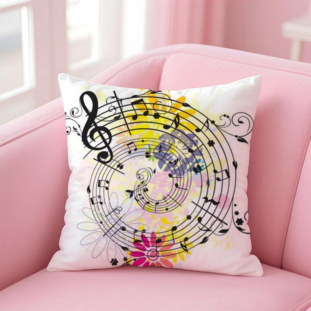 Sheet Music Printing Cushion Cover Pillow Case Soft Friendly Fabric & Concealed Zipper