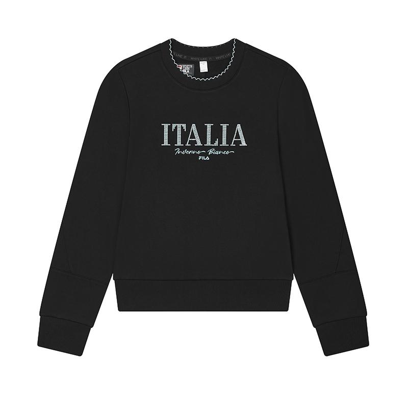 

New FILA Lifestyle Sweatshirt Women s Jet Black F11W443206FBK 165/84A/M